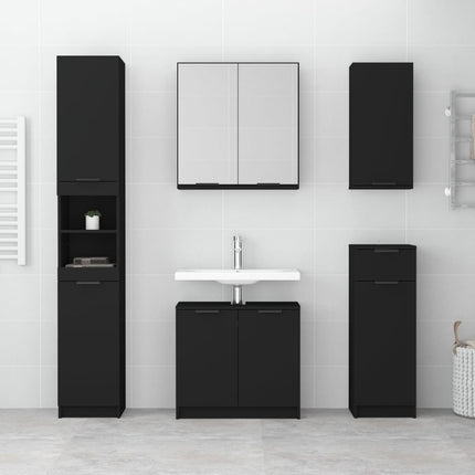 Mobile da Bagno a Parete Nero 32x20x67 cm