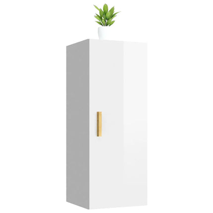 Mobile Parete Bianco Lucido 34,5x34x90 cm in Legno Multistrato
