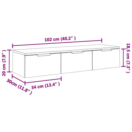 Armadietto a Muro Grigio Sonoma 102x30x20 cm Legno Multistrato