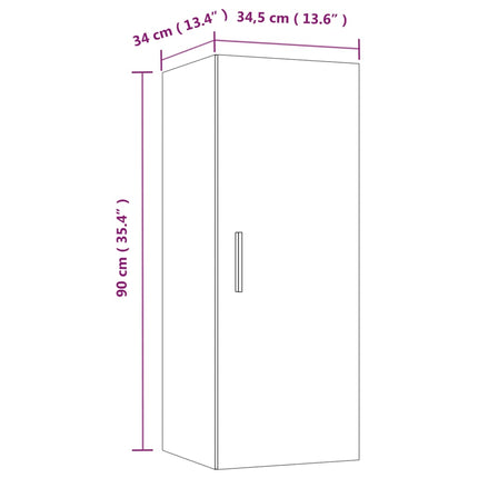 Armadietto a Muro Rovere Fumo 34,5x34x90cm in Legno Multistrato