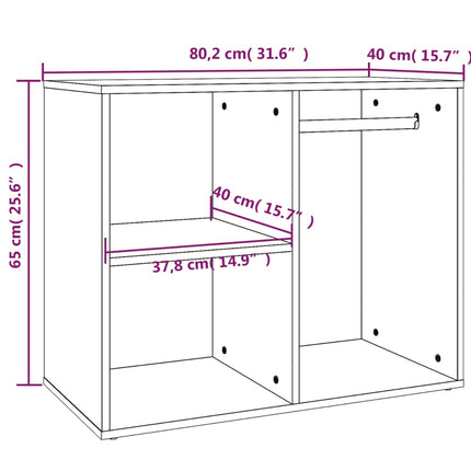 Armadietto Cosmetici Rovere Fumo 80x40x65 cm Legno Multistrato