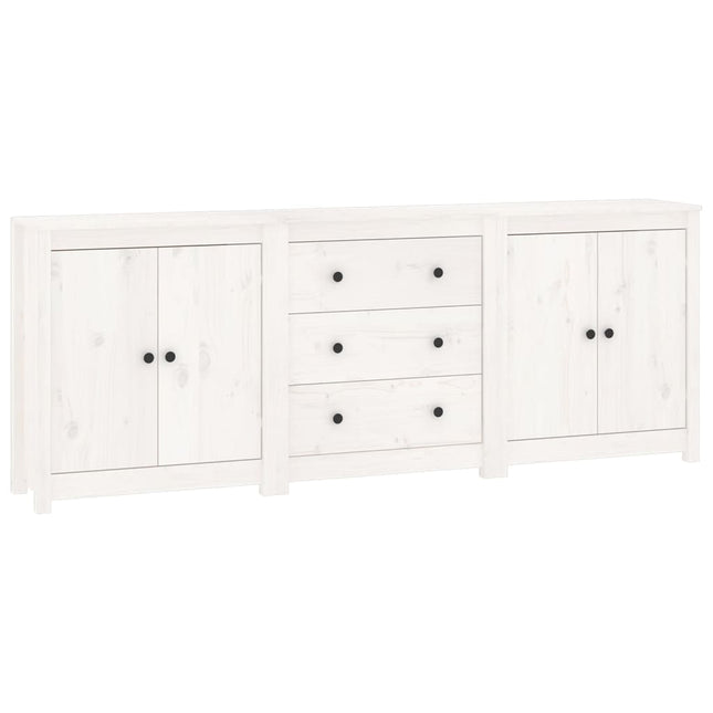Credenza Bianca 210x35x80 cm in Legno Massello di Pino