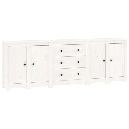 Credenza Bianca 230x35x80 cm in Legno Massello di Pino