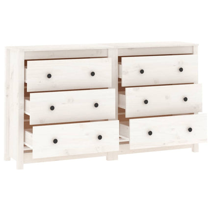 Credenza Bianca 140x35x80 cm in Legno Massello di Pino