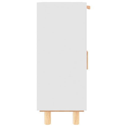 Credenza Bianca 60x30x75 cm Legno Massello Pino Rattan Naturale