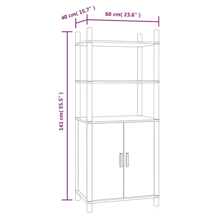 Credenza Bianca 60x40x141 cm in Legno Multistrato