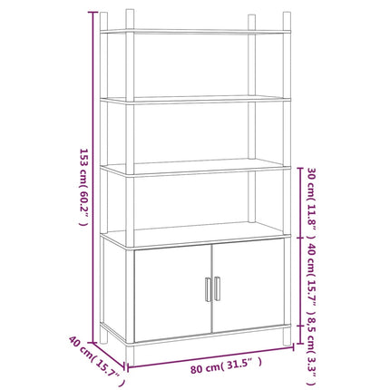 Credenza Bianca 80x40x153 cm in Legno Multistrato