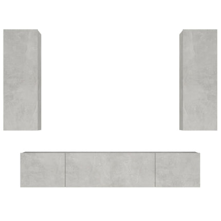 Set di Mobili Porta TV 4 pz Grigio Cemento in Legno Multistrato