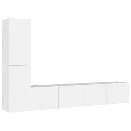 Set di Mobili Porta TV 4 pz Bianco in Legno Multistrato
