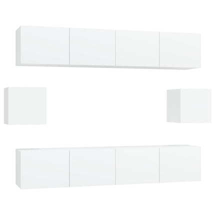 Set di Mobili Porta TV 6 pz Bianco in Legno Multistrato
