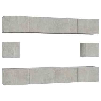 Set di Mobili Porta TV 6 pz Grigio Cemento in Legno Multistrato