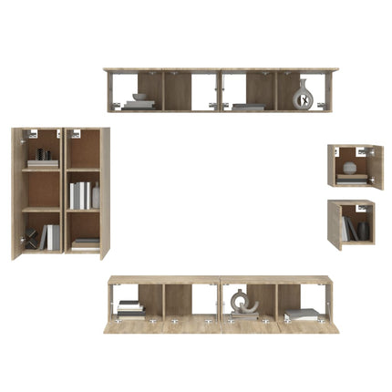 Set Mobili Porta TV 8pz Rovere Sonoma in Legno Multistrato