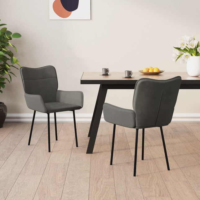 Sedie da Pranzo 2 pz Grigio Scuro in Velluto