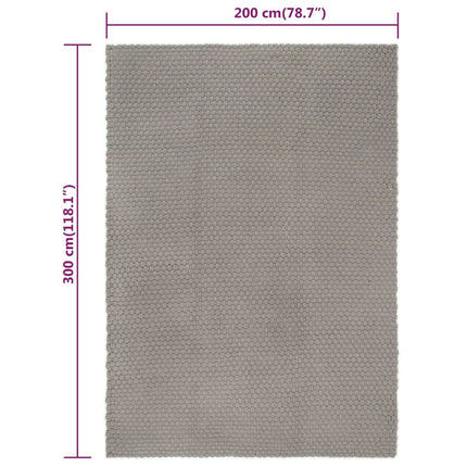 Tappeto Rettangolare Grigio 200x300 cm in Cotone