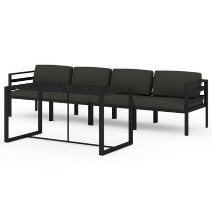 Set Divani da Giardino 5 pz con Cuscini in Alluminio Antracite