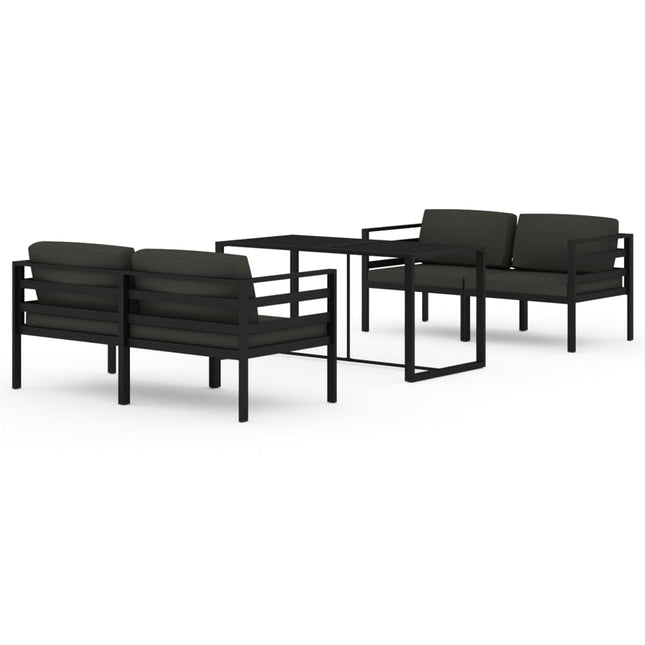 Set Divani da Giardino 5 pz con Cuscini in Alluminio Antracite