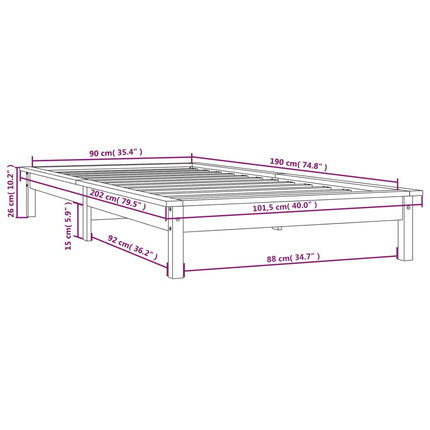 Giroletto senza Materasso Marrone Ambra Single Legno Massello