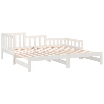 Dormeuse Estraibile Bianca 2x(80x200) cm Legno Massello di Pino