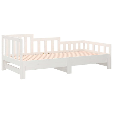 Dormeuse Estraibile Bianca 2x(80x200) cm Legno Massello di Pino