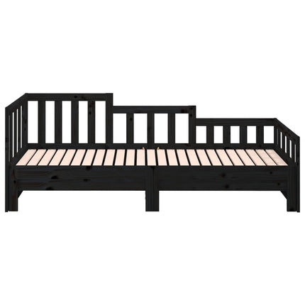 Dormeuse Estraibile Nera 2x(80x200) cm Legno Massello di Pino