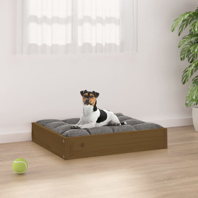Cuccia per Cani Ambrata 51,5x44x9 cm in Legno Massello di Pino