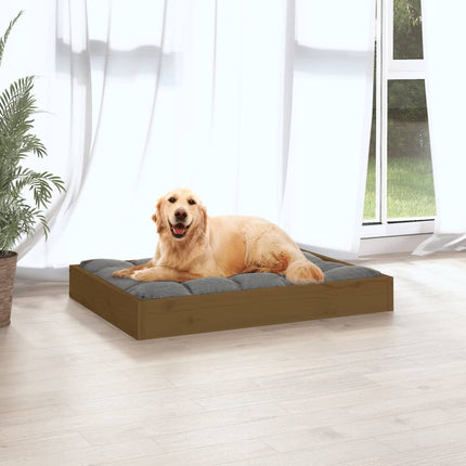 Cuccia per Cani Ambrata 71,5x54x9 cm in Legno Massello di Pino
