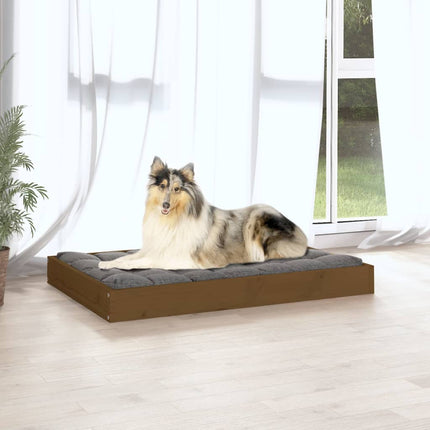 Cuccia per Cani Ambrata 91,5x64x9 cm in Legno Massello di Pino