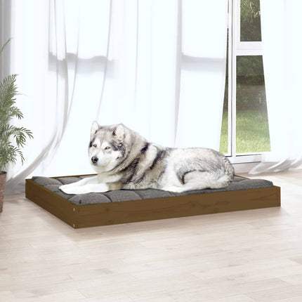 Cuccia per Cani Ambrata 101,5x74x9 cm in Legno Massello di Pino