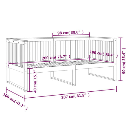 Dormeuse Ambra 100x200 cm in Legno Massello di Pino