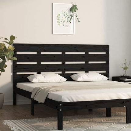 Testiera per Letto Nera 180x3x80 cm in Legno Massello di Pino