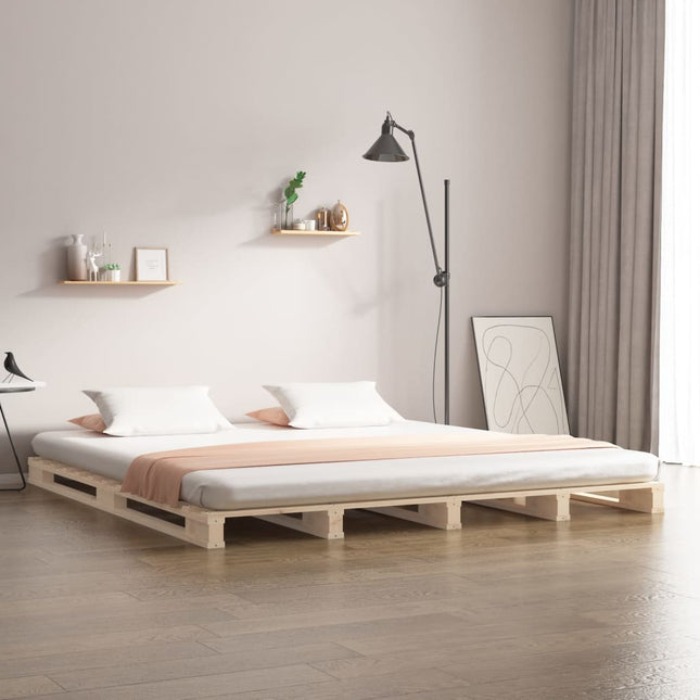 Letto a Pallet 135x190 cm Double Legno Massello di Pino