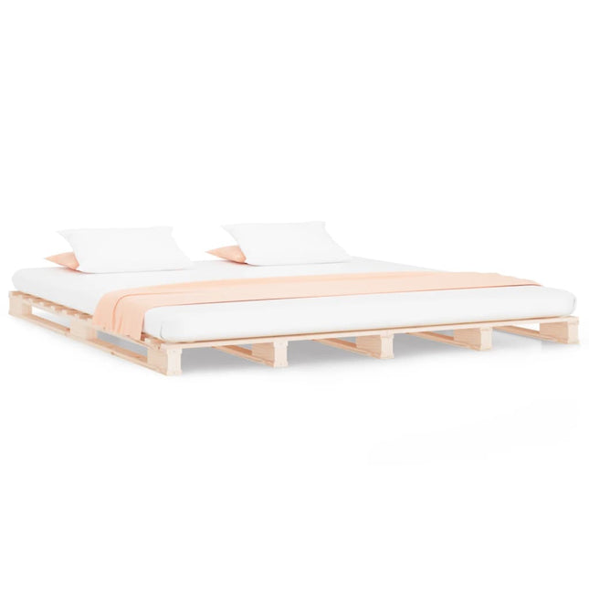 Letto a Pallet 140x190 cm in Legno Massello di Pino
