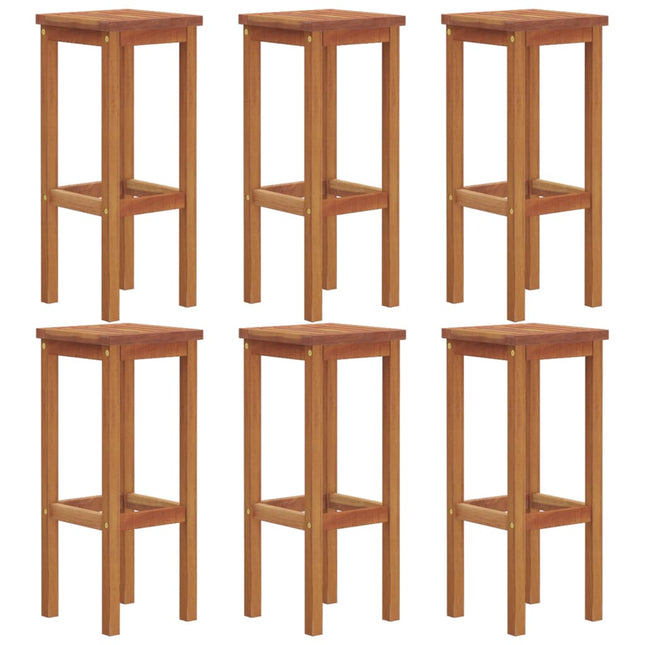 Sgabelli da Bar 6 pz in Legno Massello di Acacia