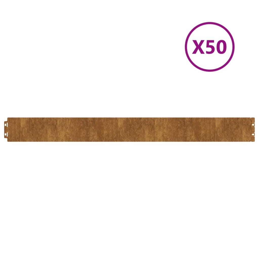 Bordure per Prato 50 pz 10x103 cm Flessibili in Acciaio Corten