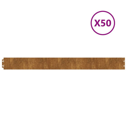 Bordure per Prato 50 pz 10x103 cm Flessibili in Acciaio Corten