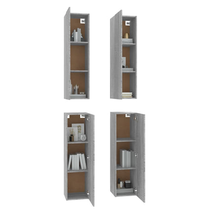 Mobili TV 4 pz Grigio Sonoma 30,5x30x110cm in Legno Multistrato