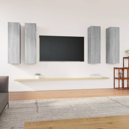 Mobili TV 4 pz Grigio Sonoma 30,5x30x110cm in Legno Multistrato
