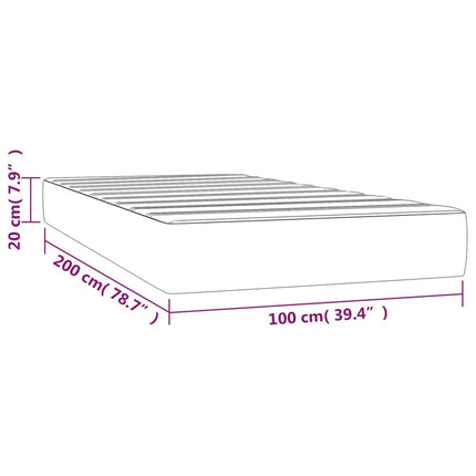 Materasso a Molle Grigio Chiaro 100x200x20 cm in Velluto