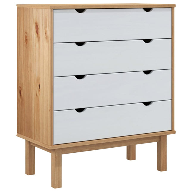 Cassettiera OTTA Marrone e Bianco 76,5x39,5x90 cm Legno di Pino
