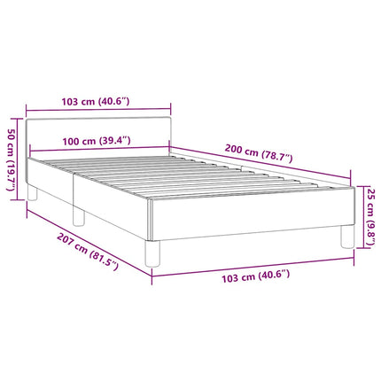 Giroletto senza Materasso Grigio Chiaro 100x200 cm Tessuto