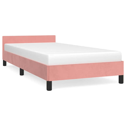 Giroletto con Testiera senza Materasso Rosa 80x200 cm Velluto