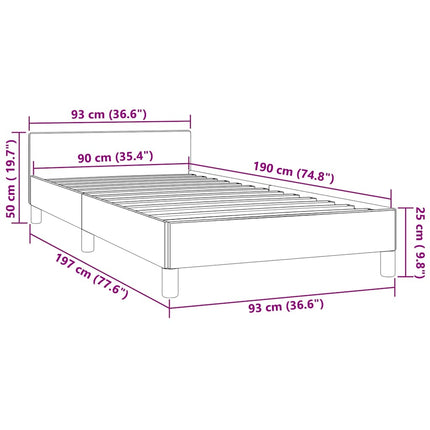 Giroletto senza Materasso Grigio Chiaro 90x190 cm Velluto
