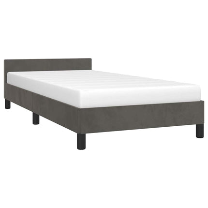 Giroletto senza Materasso Grigio Scuro 90x190 cm Velluto