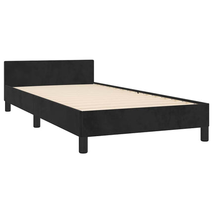 Giroletto con Testiera senza Materasso Nero 90x190 cm Velluto