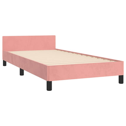 Giroletto con Testiera senza Materasso Rosa 90x190 cm Velluto