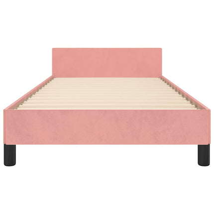 Giroletto con Testiera senza Materasso Rosa 90x200 cm Velluto