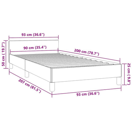 Giroletto con Testiera senza Materasso Rosa 90x200 cm Velluto