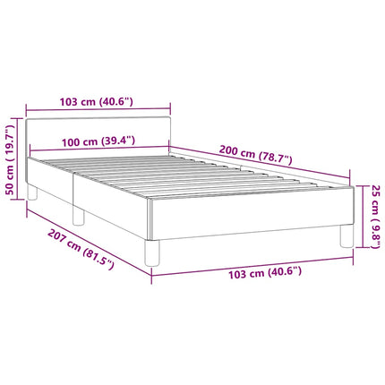 Giroletto senza Materasso Grigio Chiaro 100x200 cm Velluto