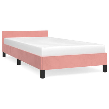 Giroletto con Testiera senza Materasso Rosa 100x200 cm Velluto