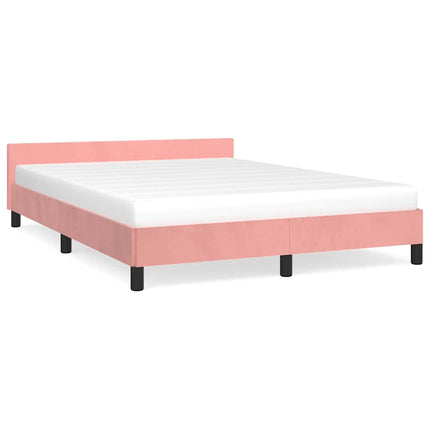 Giroletto con Testiera senza Materasso Rosa 140x190 cm Velluto